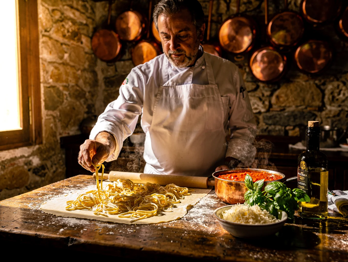 Executive Chef Marco Valenti preparing fresh pasta